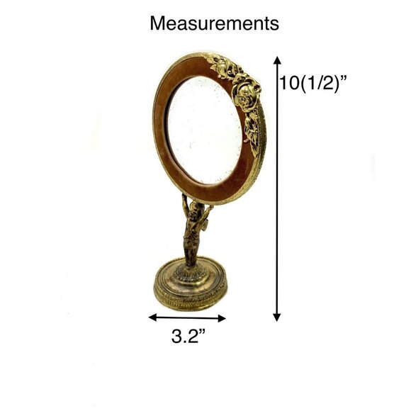 Vanity Mirror Double Faced Brass Cherub Design Victorian Style Antique Decor - Picture 6 of 7